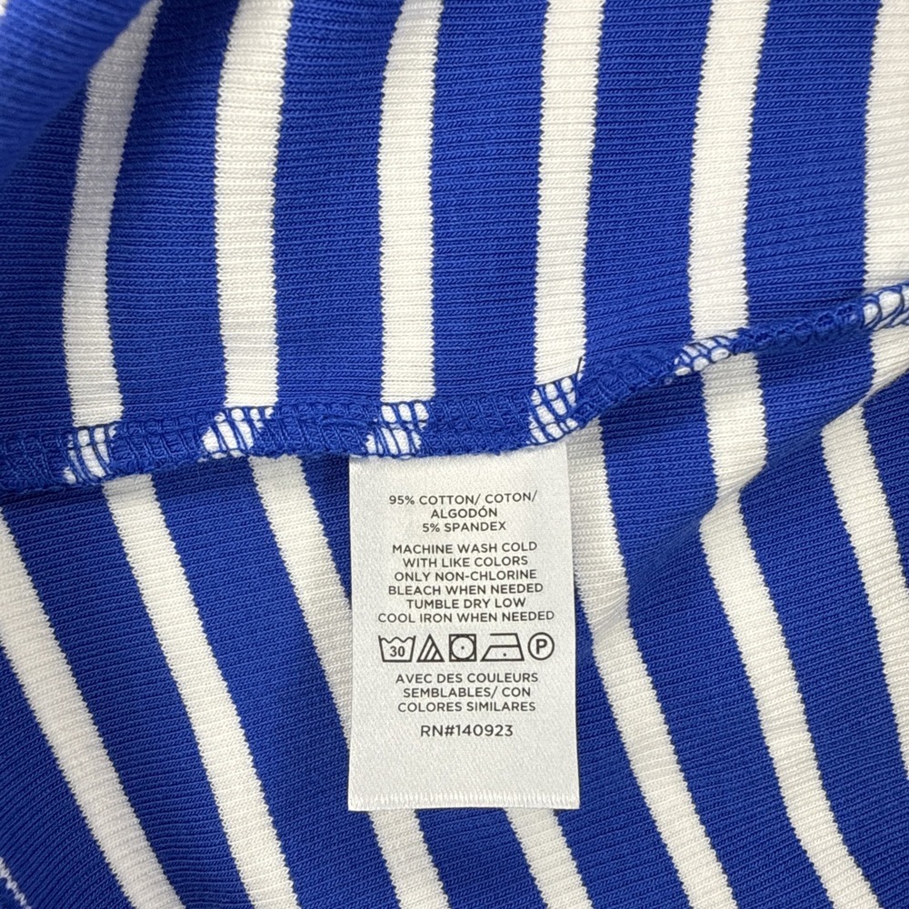 LOFT Blue White Stripe Ribbed Tank Maxi Dress Built In Bra Size 10 - Picture 8 of 11